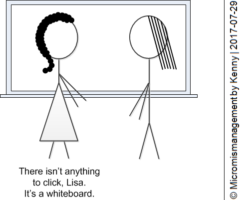 There isn't anything to click, Lisa. It's a whiteboard.
