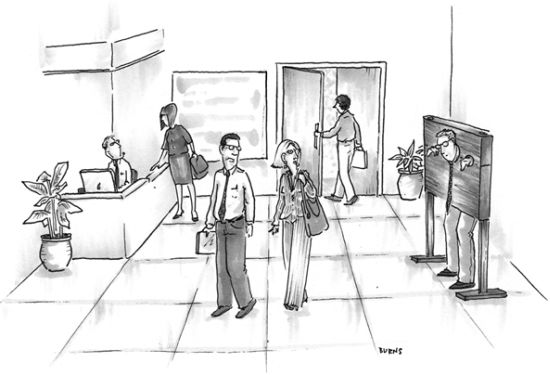 New Yorker caption contest #583: Pillory in the lobby