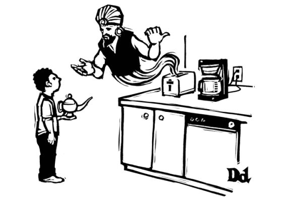 New Yorker caption contest #585: Genie emerging from toaster